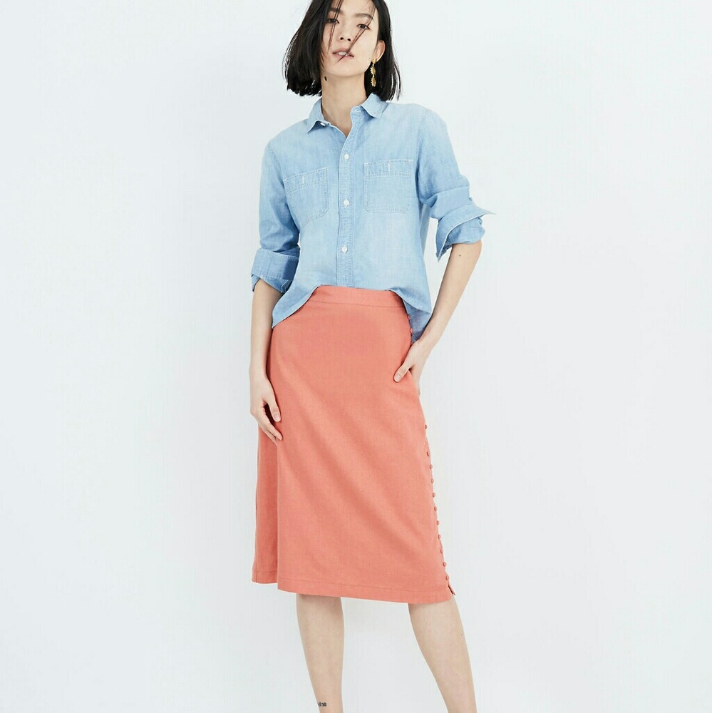 Madewell 
Button Slit Midi Skirt Size 00